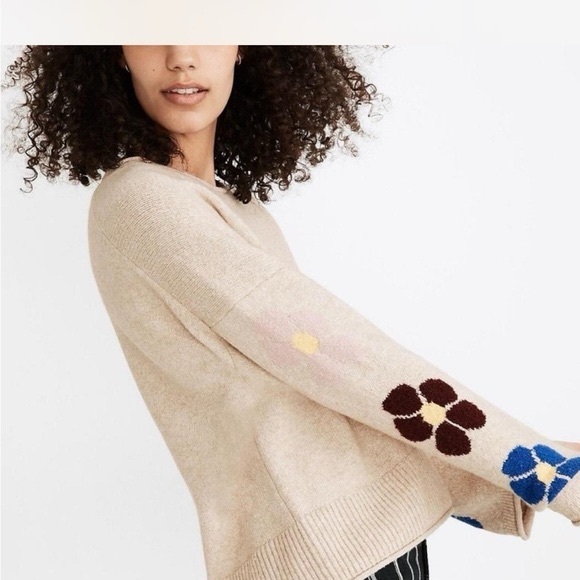 Madewell Floral Accents Beige Women's Sweater (Size XS) - Picture 2 of 11